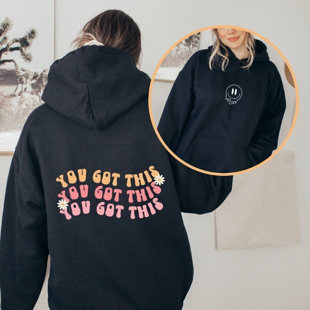 You Got This Black Hoodie Y2K Style, Black XL